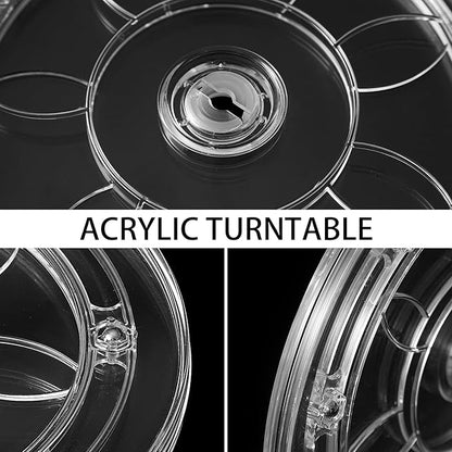 8-Inch Clear Acrylic Lazy Susan Turntable Organizer, 360° Ball Bearing Rotating Tray with Non-Skid Base for Kitchen, Cabinet, Jewelry Display, Decoration, Table Cake Bathrooms TV 1 Pack