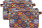 Foldable Storage Baskets Set of 2, Mexican Ceramic Tile Pattern Storage Bins with Handles, Decorative Cloth Organizer Storage Boxes for Home|Office 15 x 11 x 9.5 in