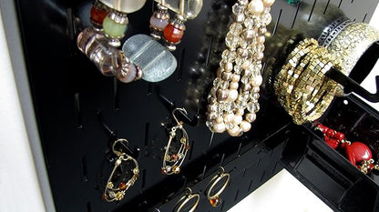 Wall Control Jewelry Organizer Wall Hanging Jewelry Holder Kit Wall Mounted Necklace Organizer Kit in Black