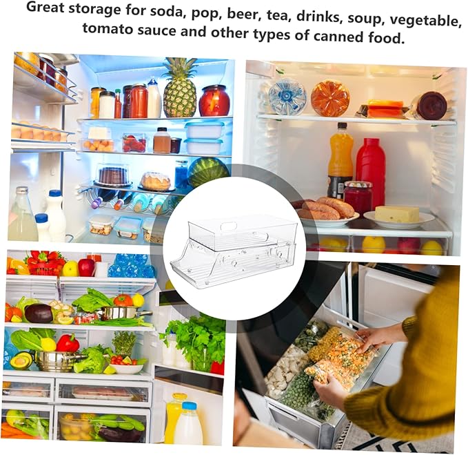 Double Layer Rolling Soda Can Dispenser Beverage Holder Refrigerator Organizer Bin for Drinks Can Holder and Storage for Fridge