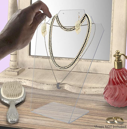 Marketing Holders 12 Pack Jewelry Display Counter Stand 8.5" x 11" Clear Acrylic Slant Back Holds Necklaces Bracelets and One Set of Earrings Craft Shows Markets Department Stores Bridal Shops