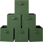 Stero Fabric Storage Bins 6 Pack Fun Colored Durable Storage Cubes with Fabric Handles Foldable Cube Baskets for Home, Kids Room, Closet and Toys Organization Dark Green