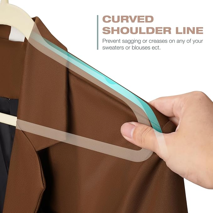 50 Pack Beige Velvet Hangers,Non Slip,Heavy-Duty,Slim,Space Saving,with Felt Surface and Gold 360°Swivel Hook,for Pants,Outfit,Skirts,Suits,Coats,Dresses ect.