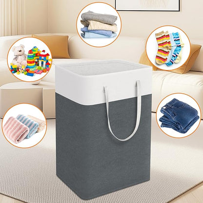TasticTotes laundry basket 3-Pack, laundry hamper, Hamper with handles, collapsible laundry baskets, Waterproof dirty clothes hamper, Towel Storage for Home or Dorm, 88L-Grey