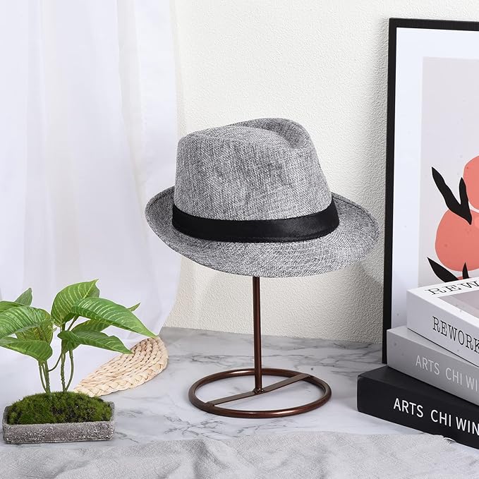 uxcell Metal Hat Display Stand 2 Pack Tabletop Hat and Wig Rack Holder Freestanding for Baseball Cap, Fedora Hat, Cowboy Hat - Bronze, 12 Inch
