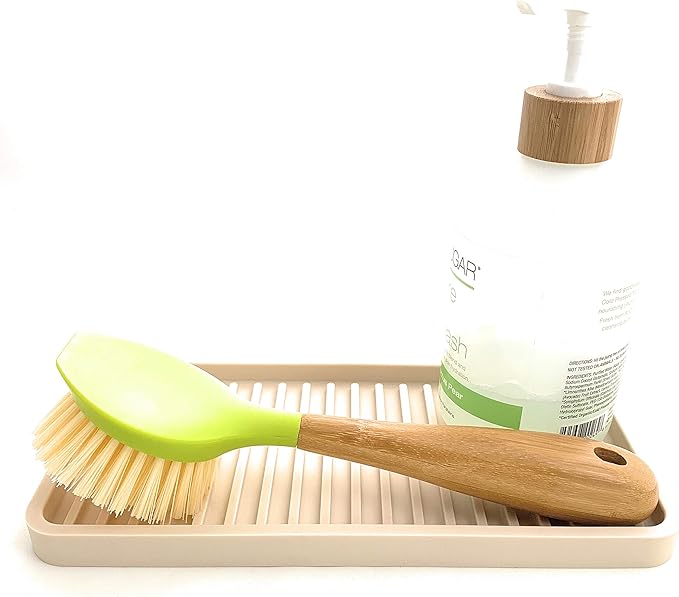 Silicone Kitchen Sink Organizer Tray, Sponge Holder and Countertop Protector | Bathroom and Kitchen Soap Dish and Dispenser Tray (Sand Dollar, 10"x5.25")