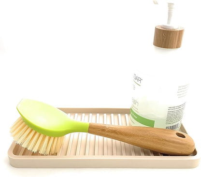 Silicone Kitchen Sink Organizer Tray, Sponge Holder and Countertop Protector | Bathroom and Kitchen Soap Dish and Dispenser Tray (Sand Dollar, 10"x5.25")