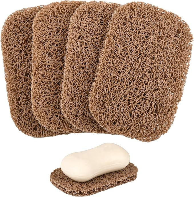 4PCS BPA-Free Soap Savers Pads for Soap Dish,Easy to Clean Soap Lifting Pads Suitable for Shower Kitchen Bathroom Bathroom Travel Hotel Cleaning Product(Coffee)