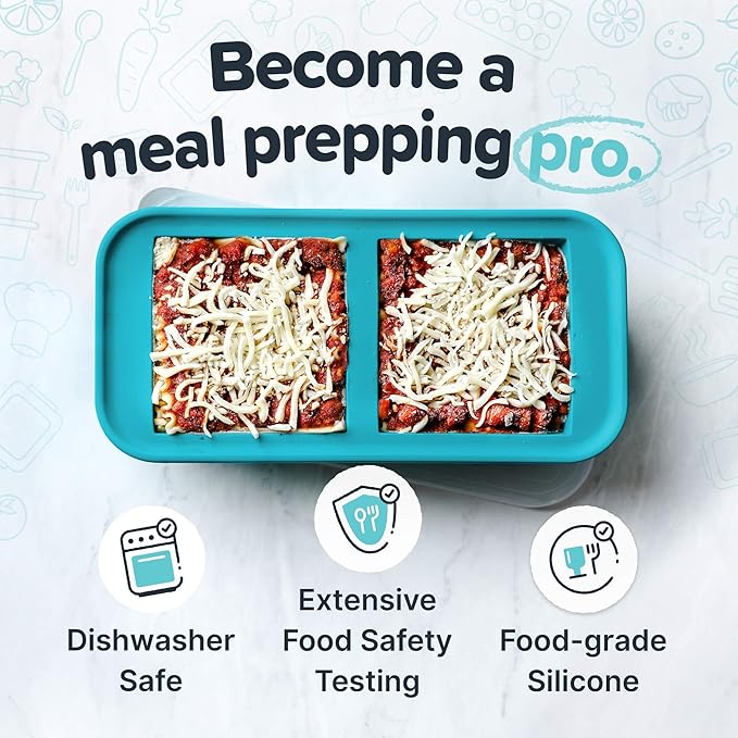 Souper Cubes 2 Cup Silicone Freezer Tray with Lid, Perfect for Storing Lasagna, Leftovers, Sauces, Portioned Meals and More, Silicone Freezer Mold for Meal Prepping - Aqua - 1-Pack