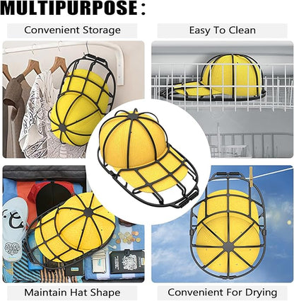 INVODA Hat Washer Cage Washer for Washing Machine Hat Cleaner for Baseball Cap Dishwasher Hat Rack Protector Organizer for Flat & Curved Hat (Black)