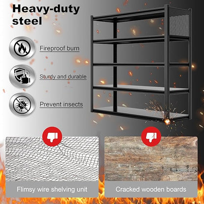 Garage Shelving Units,59" Wide Heavy Duty 5-Tier Metal Storage Shelf with Adjustable Shelves,3000lb Capacity Industrial Shelving for Garage Organization,Basement Storage,WorkshopWarehouse