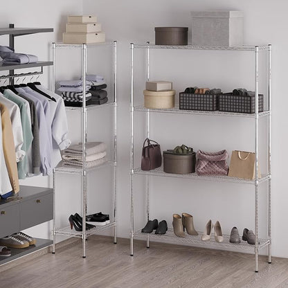 14" Deep x 48" Wide x 74" Height Wire Shelving Kit | 4-Tier | NSF Commercial Storage Rack Unit