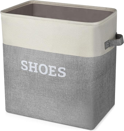 Lukeline Fabric Shoe Basket for Entryway, Hallway or Mudroom - Flodable Space-Saving Storage Bin for Closet, Decorative Home Decor (Extra Large)