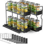 SpaceAid Pull Out Spice Rack Organizer for Cabinet, Heavy Duty Slide Out Seasoning Kitchen Organizer, Cabinet Organizer, with Labels, 7.7" W x10.75 D x10 H, 2 Drawers 2-Tier