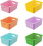 6-Pack Colorful Small Plastic Storage Weave Baskets, Versatile Shelf Organizer Woven Baskets for Classrooms, Children's Rooms & Pantries, 10x7.5x4 inch
