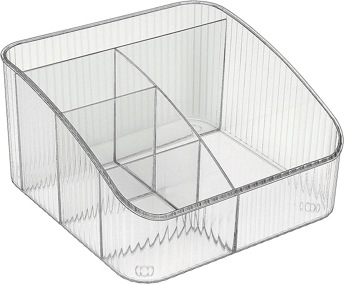 JessLab Makeup Organizer, PET Skincare Organizer with 5-Compartment Cosmetic Storage Makeup Organizer for Desk Wardrobe Bathroom Vanity Countertop, Transparent