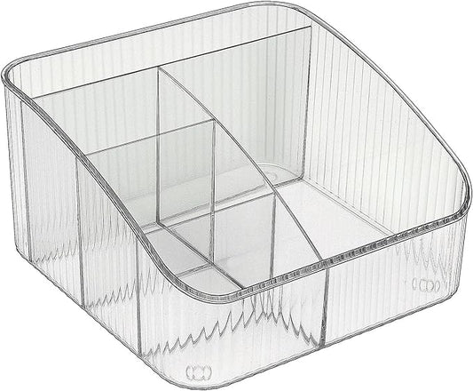 JessLab Makeup Organizer, PET Skincare Organizer with 5-Compartment Cosmetic Storage Makeup Organizer for Desk Wardrobe Bathroom Vanity Countertop, Transparent