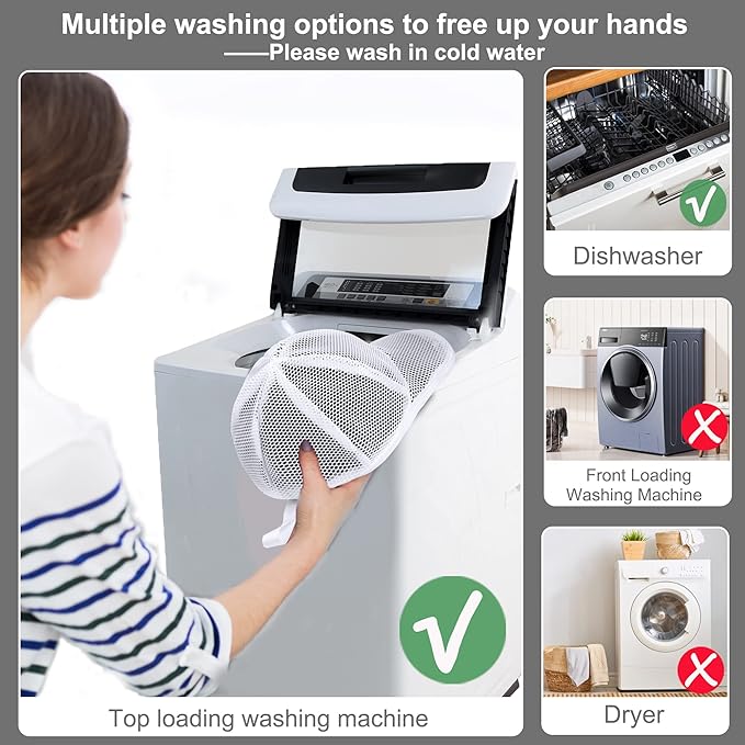 MAGTSMEI Hat Washer Cage for Washing Machine, Hat Washer Cage，Baseball Cap Washing Cage,Cleaning and Protecting Hats in Dishwasher (B & W 2 Pack)