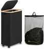 iEGrow 75L Slim Laundry Hamper with Wheels,Clothes Hamper for Laundry,Laundry Basket with Lid & Inner Bag,for Laundry Room, Bedroom, Dormitory Organization,Black