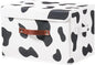 Storage Bin with Lid Cow Print Cute Fabric Storage Basket Box with Faux Leather Handles PP Plastic Board Foldable Washable Lidded Cotton Linen Closet Shelf Organizer Container (Large Size)