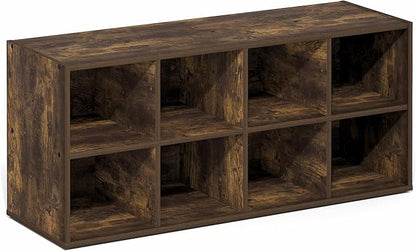 Furinno FANO Shoe Rack, 8-Cube Shoe Organizer, Stackable Shoe Storage, 11.7 x 35.9 x 15.6, for Closet Entryway, Office, Garage, Amber Pine