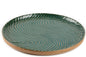 Vanity Tray with Brown Trim - Candle & Perfume Holder Organizer - Round, Green, 8"8" - Home Decor for Dresser, Table, Bathroom Countertop