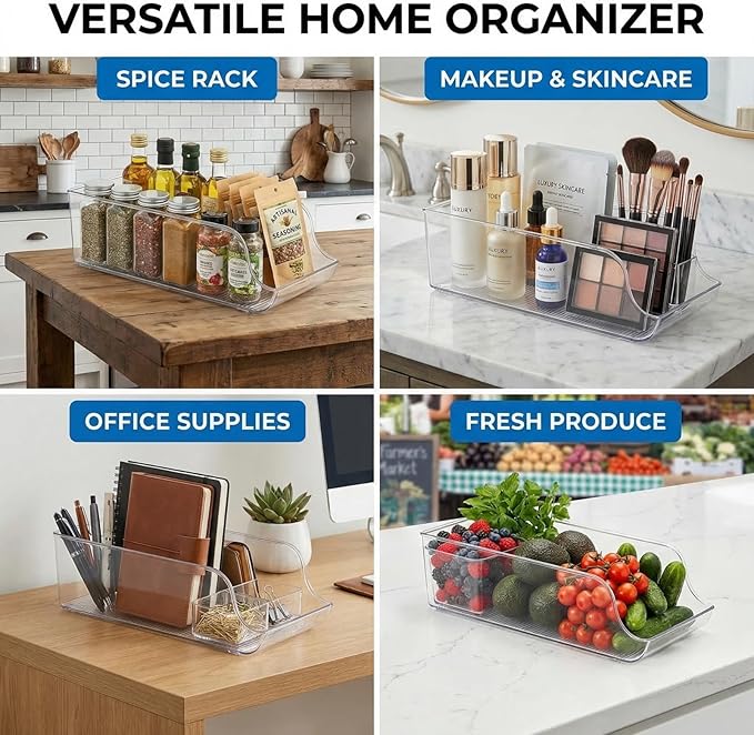 4-Pack Clear Soda Can Organizer for Sparkling Water and Beer, Rolling Drink Holder for Refrigerator Organizers and Storage, Transparent Can Organizer for Pantry and Kitchen Cabinets