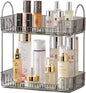 Akinbas 2 Tier Bathroom Organizer Countertop Makeup Perfume Tray Skincare Organizer for Bathroom Dresser Vanity (Grey)