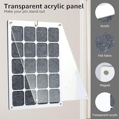 Acrylic Pin Display Board, Clear Acrylic Pin Collection Display Organizer, Pin Storage Display, Hold Up to 40 Pins Holder Display, Enamel Pin Holder for Brooches Enamel Pins