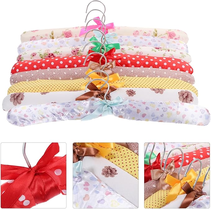 Zerodeko 10Pcs Cloth Covered Clothes Hangers Floral Print Padded Wood Coat Hangers Non-Slip Fabric Wrapped Hangers for Women S Closet Organization