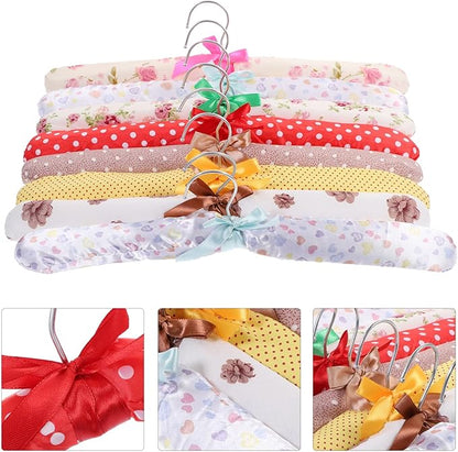 Zerodeko 10Pcs Cloth Covered Clothes Hangers Floral Print Padded Wood Coat Hangers Non-Slip Fabric Wrapped Hangers for Women S Closet Organization