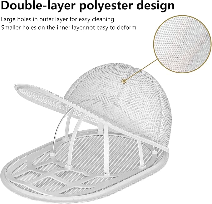 Hat Washer Cage, Snap-Lock Design, Foldable & Portable for Washing Machine Dryer Dishwasher