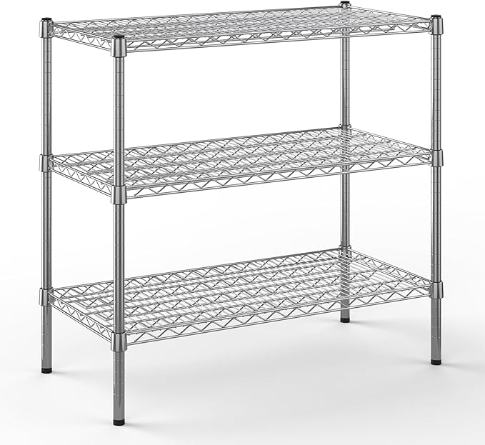18" Deep x 36" Wide x 34" Height Wire Shelving Kit | 3-Tier | NSF Commercial Storage Rack Unit