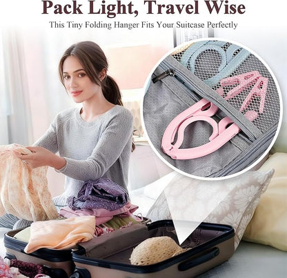 SANLIKE 12 Pcs Travel Hangers with 24 Pcs Clips Folding Travel Hangers Non Slip Plastic Clothes Hangers Collapsible Portable Coat Hanger Drying Rack for Suitcase Flying Camping Hotel(12 Packs)