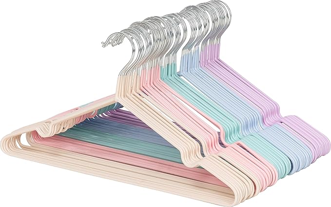 Lomani Colored Steel Clothes Hangers,60-Pack Random Color, Non Slip, Durable Heavy Duty, Coat & Suit Hangers Space Saving Adult