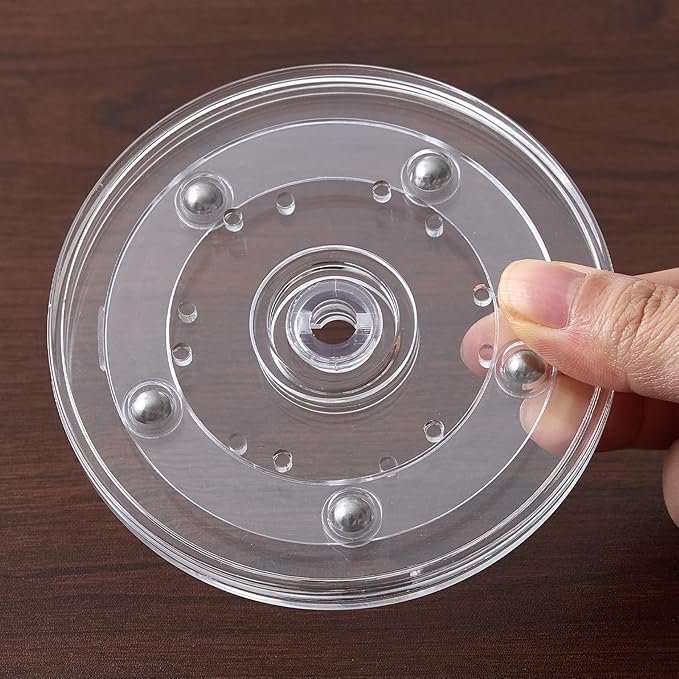 2 Pack 4" Clear Acrylic Lazy Susan Turntable - Small Ball Bearing Rotating Tray Cake Turntable for Decorating Lazy Susan Round Spinning Base for Crafts Cabinet Spice Rack