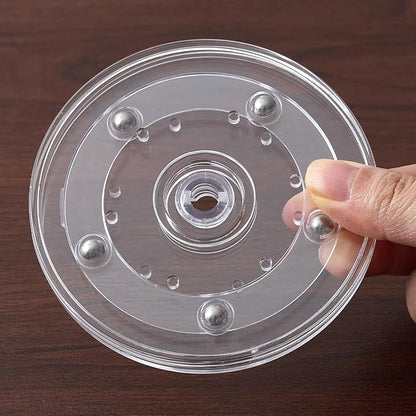 2 Pack 4" Clear Acrylic Lazy Susan Turntable - Small Ball Bearing Rotating Tray Cake Turntable for Decorating Lazy Susan Round Spinning Base for Crafts Cabinet Spice Rack