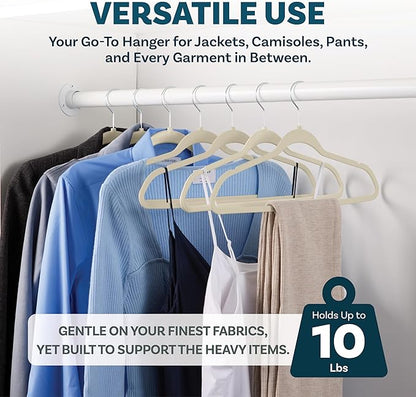 DEILSY™ Ivory Hangers 50 Pack - Non Velvet Slim Hangers - Durable Hanger Space Saver for Closet Organization, Shirts, Dresses, Jackets, Pants, Adult Clothes Storage Solution