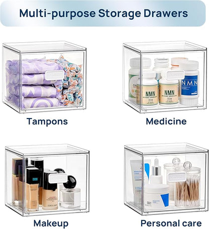 Vtopmart Disposable Facial Towels Holder,Clear Storage Drawer Compatible with Clean Skin Club Towel XL,Acrylic Box Hold 50 Count,Stylish and Functional Bathroom Accessory for Coutertop Organization
