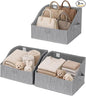 WUIKE Trapezoid Storage Bins for Closet Organizers and Storage, Fabric Closet Bins with Handles, Foldable Storage Baskets for Clothes, Purse, Blanket, Light Gray, Large, 3-Pack
