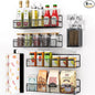 DTUQYX Spice Rack Wall Mounted 6 Pack: 100% Metal & Strong Adhesive Spice Organization for Kitchen Cabinet/Pantry Door, No Drill Hanging Seasoning Organizer with Paper Towel Holder, Utensil Caddy
