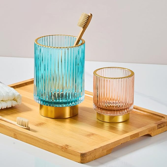 Makeup Brush Holder Organizer,Toothbrush Holders,Desk Pen Pencil Holder,Multifunctional Vintage Glass Brush Cup(A3-33-US)