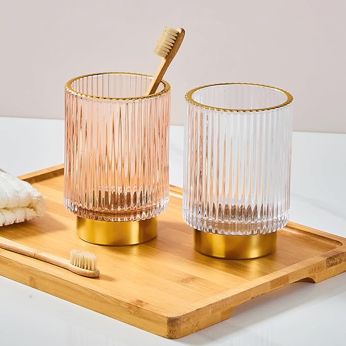 Makeup Brush Holder Organizer,Toothbrush Holders,Desk Pen Pencil Holder,Multifunctional Vintage Glass Brush Cup(A3-27-US)