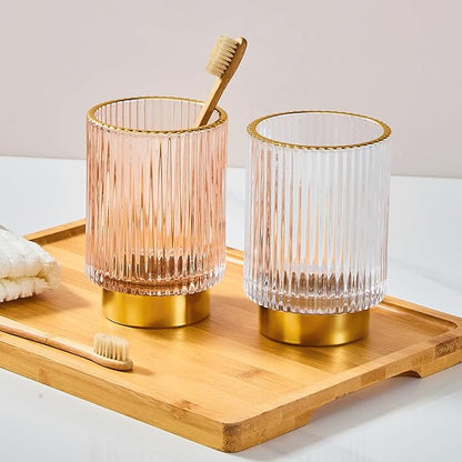 Makeup Brush Holder Organizer,Toothbrush Holders,Desk Pen Pencil Holder,Multifunctional Vintage Glass Brush Cup(A3-27-US)