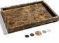 YMXYJM Real Natural Marble Tray for Bathroom, Genuine Marble Stone Vanity Tray, Luxury Storage Trays for Kitchen, Vanity, Home Decor, Dresser, Non-Resin/Non-Ceramic, 12"x 8"x 1.2", Dark Brown