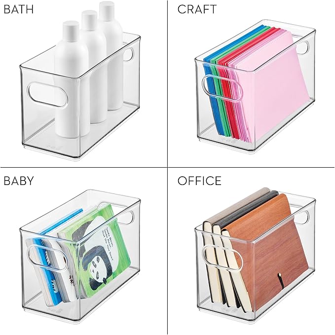 iDesign Slim Clear Plastic Stackable Storage Bin - Narrow Fridge, Pantry, or Kitchen Cabinet Organizer