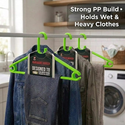 Sturdy Polypropylene Hanger, Pack of 12,Green l Cloth Hanger l Dress Hangers l Hanger for Clothes Hanging