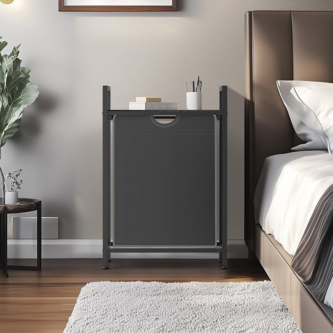 Sonharlar Laundry Sorter with Removable Bag, 16 Gallons Laundry Hamper with Adjustable Feet, Laundry Basket for Laundry Room, Bathroom and Bedroom(Grey and Charcoal Black)