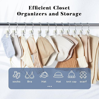 HOUSE DAY Legging and Yoga Pants Hangers with Clips 40 Pack, Closet Organizer Clips, Space Saving Hanging Clips for Hat, Bag, and Home Storage - Ivory