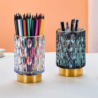 Makeup Brush Holder Organizer,Toothbrush Holders,Desk Pen Pencil Holder,Multifunctional Vintage Glass Brush Cup（A39-7-US）